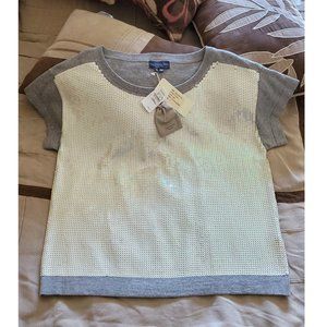 NEIMAN MARCUS COTTON CASHMERE SEQUIN KNIT TEE